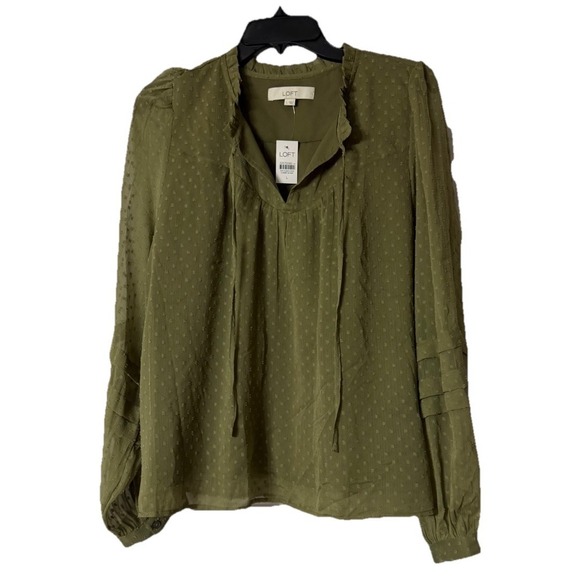LOFT Tops - NWT Ann Taylor LOFT Womens Long‎ Sleeve Lined Casual Green Top Shirt Size Large